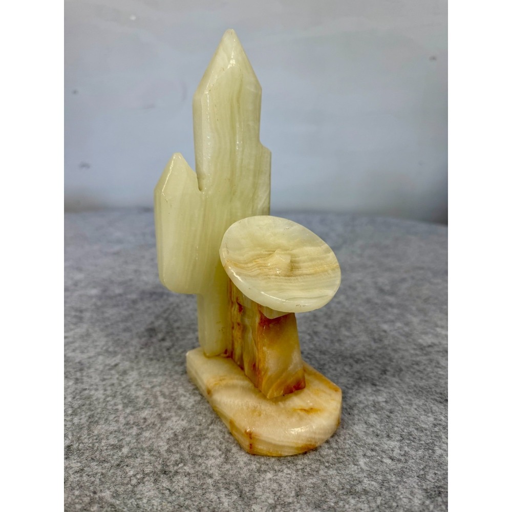 Vintage Mexican hand-carved Marble Siesta Cactus ‎ Sombrero Single Bookend